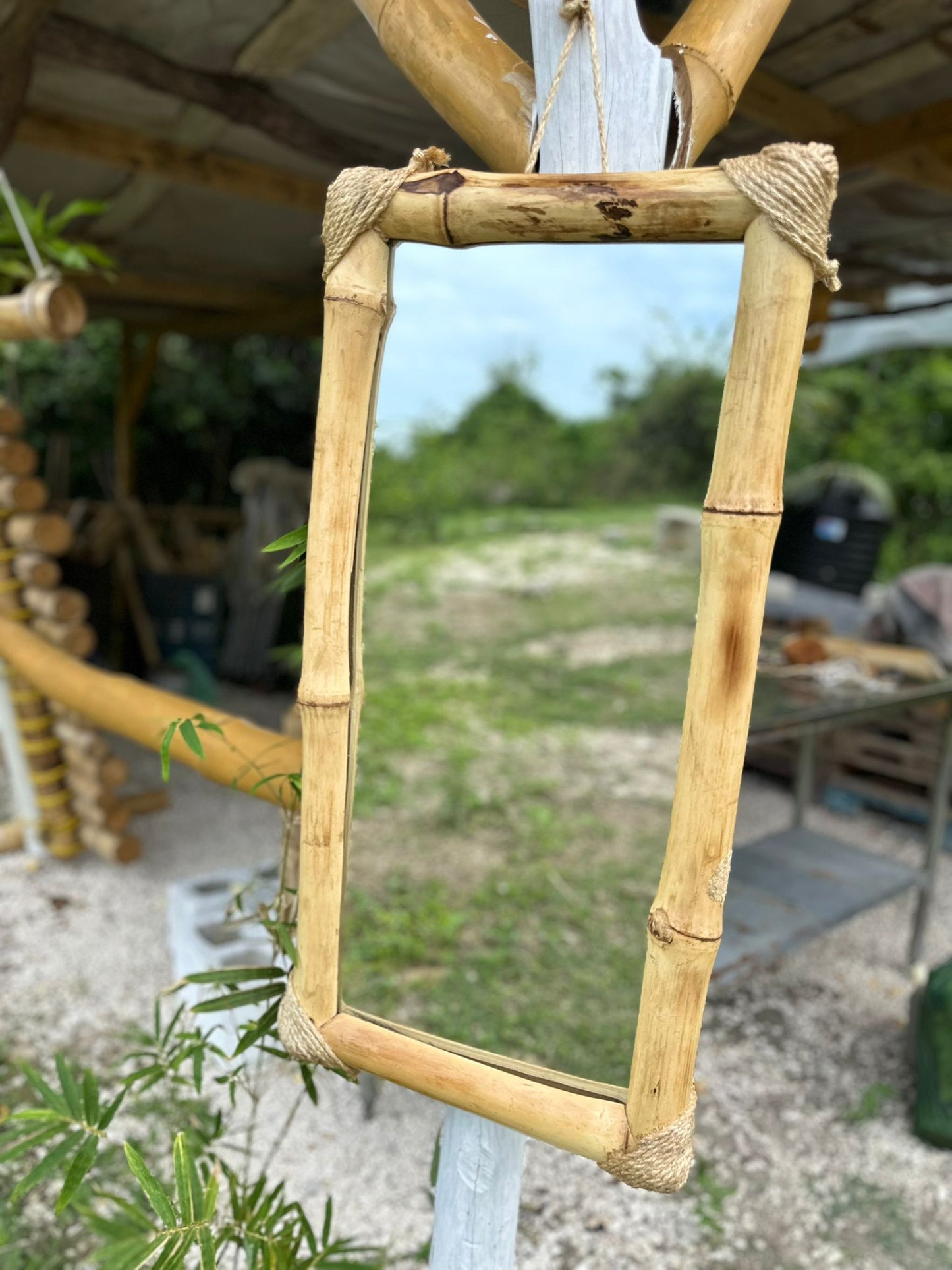 Handmade Bamboo-Framed Mirrors